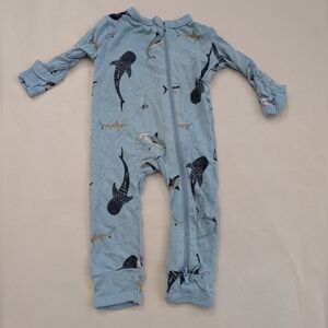 Kyte Baby Sharks Zippered Romper bamboo